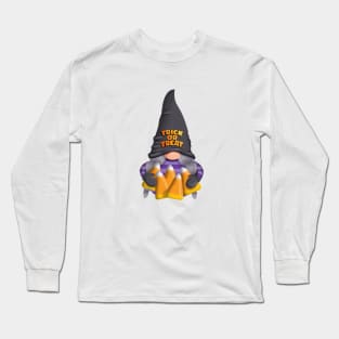 Gnome with Candy Corn - Trick or Treat Long Sleeve T-Shirt